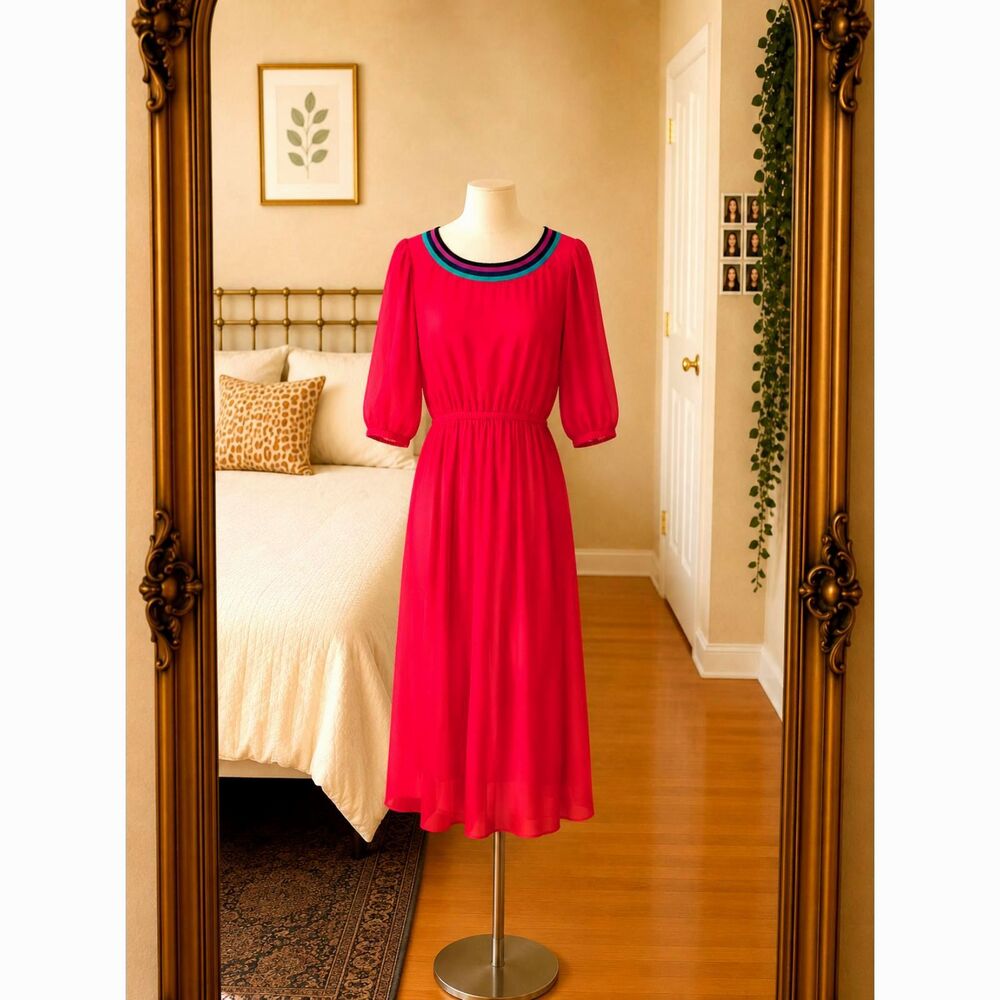 Vintage Going Places Petite by Pat Aregenti Women's Silk A-Line Dress Size 14